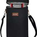 2 Bottle Insulated Wine Cooler Tote BagLeakproof Padded Wine Carrier with Handle & Shoulder Strap, Portable Beverage Cooler for Travel, Picnic, Beach, PartyGreat Gift for Wine Enthusiasts (Black)