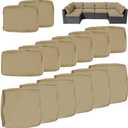 14Pcs Outdoor Cushion Covers Replacement Washable w/Zipper for 6-Seaters Sofa Patio Slipcovers Set Seat and Back Covers Only-23.6x23.6x4inch