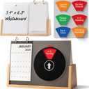 Desk Status Indicator for Office - 3-in-1 Privacy Sign with 6 Meeting Statuses, 2026 Desktop Monthly Calendar & Magnetic Acrylic Dry Erase to-Do Board, Solid Wood Base for WFH Cubicle, Black (U-sharp Stand)