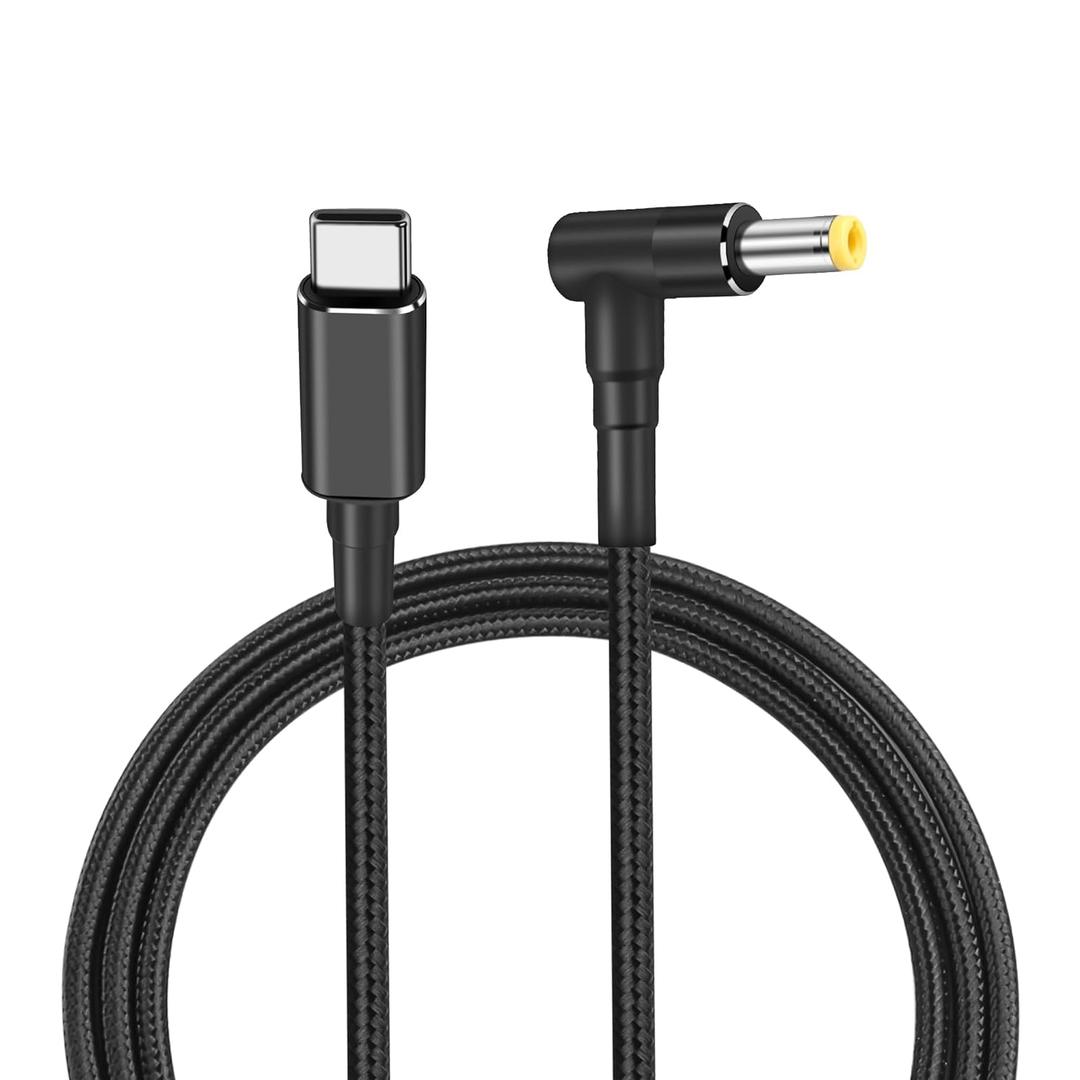 PNGKNYOCN 100W PD USB C to DC 5.5mm x 2.5mm Power Cord，90 Degree DC 5.5 x 2.5mm Male to USB Type C Male Power Charging Cable for PD Charger and PD Power Bank（1.8M）