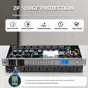 Rack Mount Power Conditioner 20A Sequencer for Audio Equipment, 10 Outlets 2000W Power Supply with 8 Independent Controls, Surge Protector, Voltage Display, External Switch