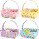 Easter Baskets Craft Set of 24, Small Paper Easter Basket Bulk, Bunny Chick Egg Mini Treat Boxes with Handle for Candy Cookies Egg Hunt Easter Party Supplies (Easter.24)