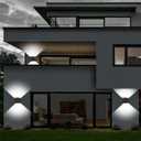 Ledmo Modern Sconce Wall Light Up Down, Outdoor Adjustable 20W 6500K Porch Lights, IP65 Exterior and Interior Aluminum Wall Pack Light, 1800LM Square for Garage, Garden, Staircase, Courtyard, 4 Pack