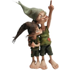 Pixie Elf Brothers Figurine Ornament, Whimsical Resin Dwarf Elf Elves for Patio Lawn Yard Balcony Window Sill Tabletop Bookshelves Decor, Outdoor Garden Gnomes Statue, Unique Friends Gift