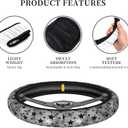 Black and Gray Stars Steering Wheel Cover Universal 15 Inch Cute and Fashionable Car Accessories Protector for Women Men (One Size)