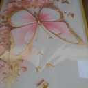 ACWOWO Pink and Gold Butterfly Floral Canvas Print Gold Frame Wall Art, 24"Lx16"W-Metal Framed