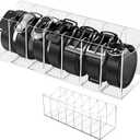 Acrylic Belt Organizer, 7 Compartments Clear Storage Holder and Display Case Containers for Belts, Ties, Jewelry, Watches, Makeup, Multipurpose Use in Closet or Drawer