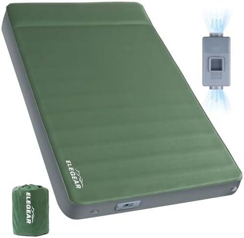 Elegear Air & Foam Self Inflating Sleeping Pad with Electric Pump 4" Full | CumbreX™ Camping Mattress with Pillow, Ultra-Thick Memory Foam, R-value 9.5, 4-Season Camp Mat, Double Camping Pad for Travel(missing pump)