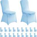 LZY 20pcs Spandex Chair Cover Stretch Slipcovers for Wedding Party, Dining Banquet Chair Decoration Covers (Blue Mist, 20)