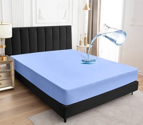Sufdari Full Size Mattress Protector,Fitted Sheet Style Mattress Cover with 18" Deep Pocket,Washable and Comfortable-Blue,Full 2 Pack