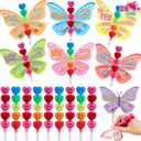 JOYIN 28PCS Valentines Day Butterfly Pencils and Cards, Stationery Kids Party Favor Set, Assorted Gift for School Classmates Exchange Holiday Reward Prizes