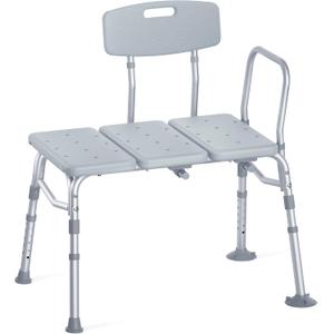 Tub Transfer Bench for Bathtub, 400 lbs Heavy Duty Shower Chair with Backrest, Slip-Resistant Feet, Height Adjustable Shower Bench Shower Seat for Elderly and Disabled (Grey)