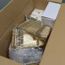 Nervure 350PCS Gold Plastic Dinnerware - White and Gold Disposable Plates for 50 Guests - 100 White Disposable Plates, 150 Plastic Silverware, 50 Cups, 50 Napkins for Wedding & Party & Thanksgiving