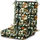 DANGHOOGY Outdoor/Indoor High Back Chair Cushion, Waterproof Outdoor Rocking Chair Cushion with Ties, Tufted Replacement Seat Cushions for Outdoor Furniture, Black Floral
