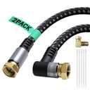 Adoreen Coaxial Cable 3 ft-2 Pack-Right Angle Quad Shielded 90 Degree RG6 Coax Cable Cord, Male F Gold-Plated Nylon-Braided, in-Wall, Digital TV Aerial AV with Angled Male to Female Adapter+15 Ties