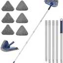 JEHONN Wall Cleaner Mop with Long Handle 82 Inches, 3-in-1 Ceiling Cleaning Tool Duster with 6 Replacement Microfiber Chenille Pads for Painted Walls, Window, Floor, Baseboard