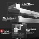 WEBANG 24 Inch Linear Shower Drain Rectangular Floor Drain with Accessories Rainline Pattern Cover Grate Removable SUS304 Stainless Steel CUPC Certified Brushed