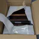 MyGift Dessert Table Display Set, 4pcs Food Risers, Brown Wood Buffet Risers, Pizza Stand with Matte Black Metal Wire Base, Dessert Display Stands