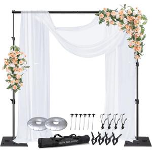 SLOW DOLPHIN Pipe and Drape Photography Backdrop Stand Kit Adjustable Photo Background Stand 10ft x 10ft with Metal Base for Parties Weddings Birthday Party Events Photo Booth (Black)