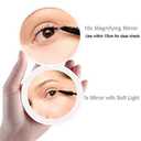 Compact Mirror with LED Light,1x/10x Magnifying Rechargeable Mirror,3.5in, Dimmable Travel Mirror for Purse,Pocket,Handheld 2-Sided Makeup Mirror (White)