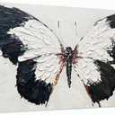 Tarfupth Black and White Butterfly Wall Art for Living Room Hand Painted Butterfly Oil Painting Texture Pictures Large Artwork for Bedroom Office Kitchen Room Aesthetic Decoration 20"x40"