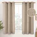 YoungsTex 48 Inch Length Linen Curtains for Short Window, Oatmeal Burlap Light Filtering Drapes with Bronze Grommet Privacy for Living Room Window, 42 x 48 Inch, 2 Panels