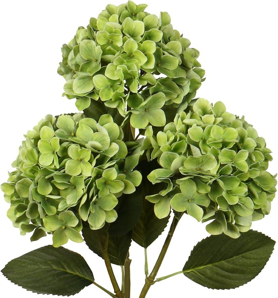 8 Pcs Large Hydrangea Artificial Flowers 27.5 inches Realistic Single Long Stem Full Faux Silk Hydrangea Bouquets Flowers Arrangements Home Decor DIY Wedding Centerpieces(Green)