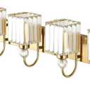 Ralbay Gold Crystal 5-Light Bathroom Vanity Lights Over Mirror Modern Crystal Gold Bathroom Vanity Lighting