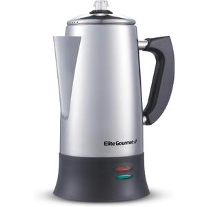 Elite Gourmet EC923 Electric Coffee Percolator, BPA Free, Keep Warm, Clear Brew Progress Knob, Cool-Touch Handle, Cordless Serve, 12-Cup, Stainless Steel