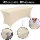6FT Fitted Tablecloths for Rectangle Tables, 2 Pcs - Stretch Spandex Table Cover Protector for Banquet, Massage Bed, Wedding, Birthday, 72 Length x 30 Width x 30 Height, Champagne