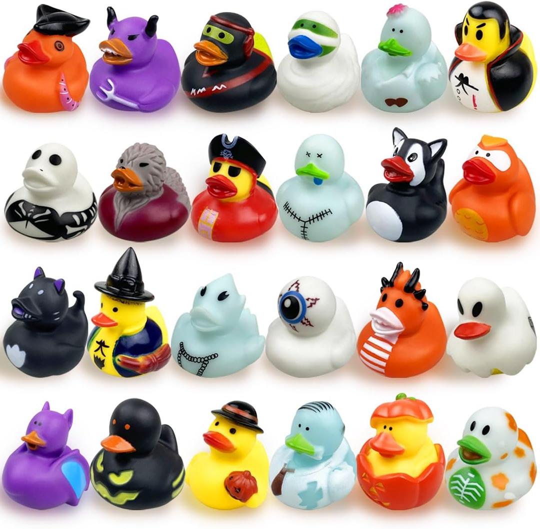 24 Pack Halloween Rubber Ducks Bath Toys for Kids Toddlers Boys Girls Halloween Toys Halloween Party Favors Gifts Halloween Treat Bags