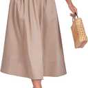 HOTIAN Women's A-Line Midi Skirts Casual Summer Elastic High Waist Pleated Flowy Beach Long Skirt with Pocket (M)