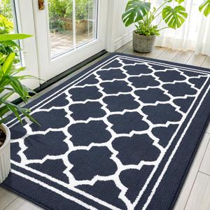 Buganda Indoor Door Mat, Dirt Resistant and Absorbent Entrance Mat, Easy to Clean, Low Profile Inside Floor Mat Doormat for Entryway (59x35 inches, Navy Blue)
