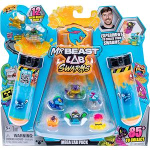 MrBeast Lab Swarms Series 2, Atomic Series 12 Pack - Night Fright Panther, Add Water, Shake The Test Tube and Reveal 2 of 12, 1-inch (2.5 cm) MrBeast Swarms Collectible Micro Beasts. 85+ to Collect!