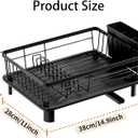 Dish Drying Rack, Stainless Steel Dish Racks for Kitchen Counter, Sink Organization and Storage Essentials, Kitchen Organizer for Forks, Spoons Dishes,Cup and Bottle (Black, 14.96''*11.02''*6.69'')