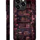 Magnetic Case for iPhone 16 Pro Max, Compatible with Magsafe, PC Hard Shell & Silicone Inner Bumper, Shockproof Full-Body Cover Slim Design for iPhone 16 Pro Max Case - Floral Bookish Dark