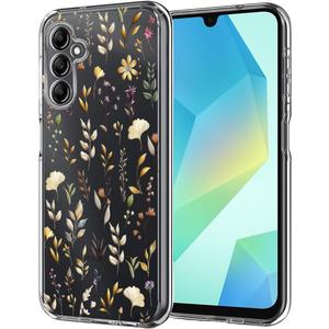 Unov Case Compatible with Galaxy A16 5G / 4G Flower Girly Floral Golden Embossed Pattern Design Slim Protective Soft TPU Bumper Back Cover