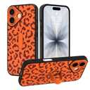 MOWIME Compatible with iPhone 17 Case with Finger Strap, Cheetah Print Shockproof Soft TPU Protective Cover for Women Girls, Anti Scratch Case for iPhone 17 6.3 Inch, Orange