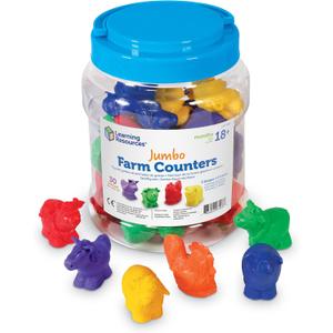 Learning Resources Jumbo Farm Counters - 30 Pieces, Ages 18+ months Toddler Learning Toys, Preschool Toys, Farm Animals for Kids