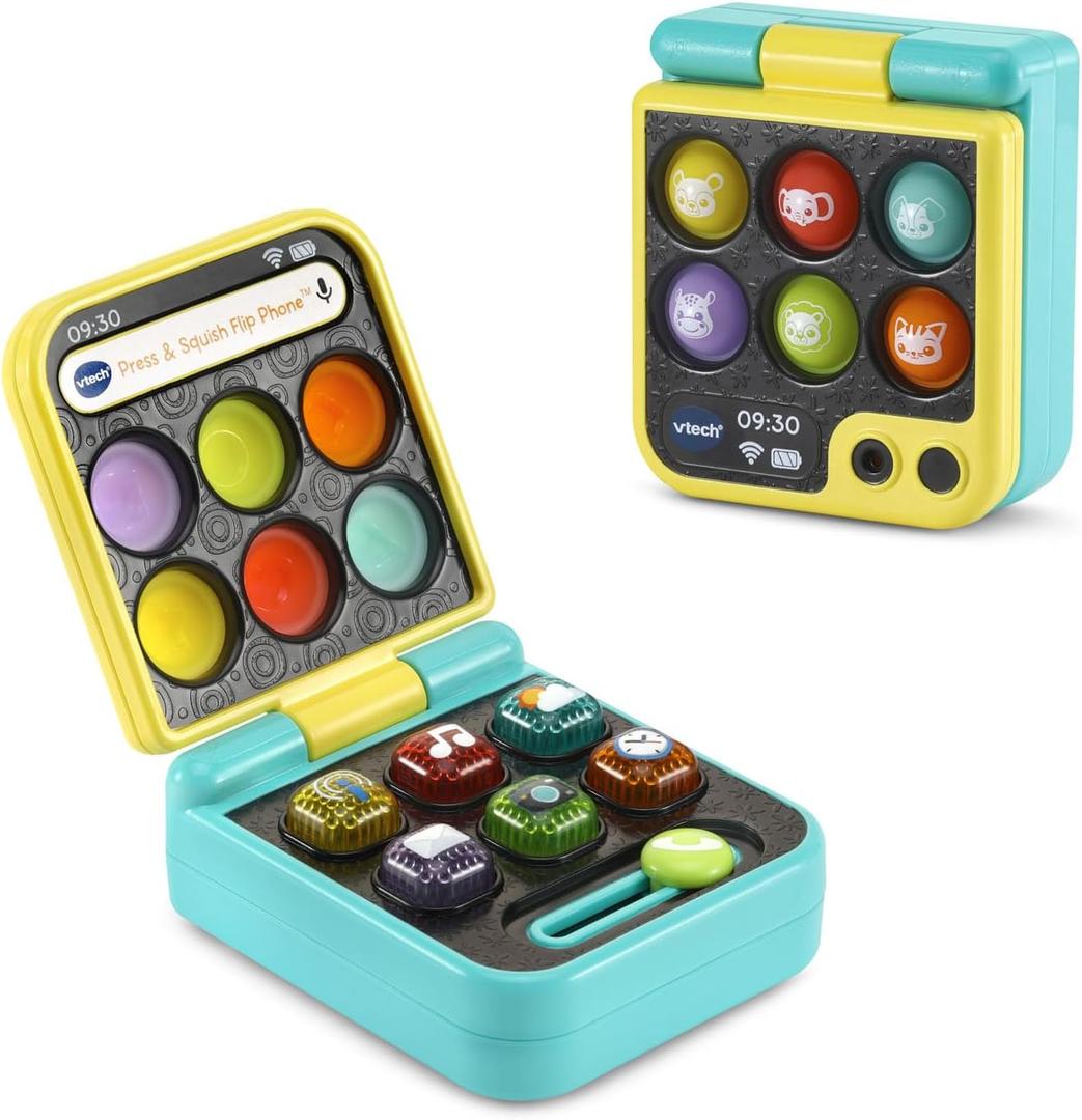 VTech Baby Press and Squish Flip Phone Toy with Light-up Popping Buttons