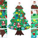 Srkmxzr Felt Christmas Tree for Toddlers, Felt Christmas Tree with Lights 28x40.9 Inch, 38Pcs DIY 3D Wall Hanging Christmas Trees for Toddler Baby Kid Child, Felt Craft Kits for Xmas Party Decor Gift