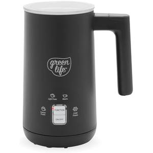 GreenLife Ceramic Electric Milk Frother, 10oz, 4-in-1, Auto Hot and Cold Foam, Dense and Light Foam, PFAS Free, Cordless Milk Warmer and Steamer for Latte, Coffee, Black