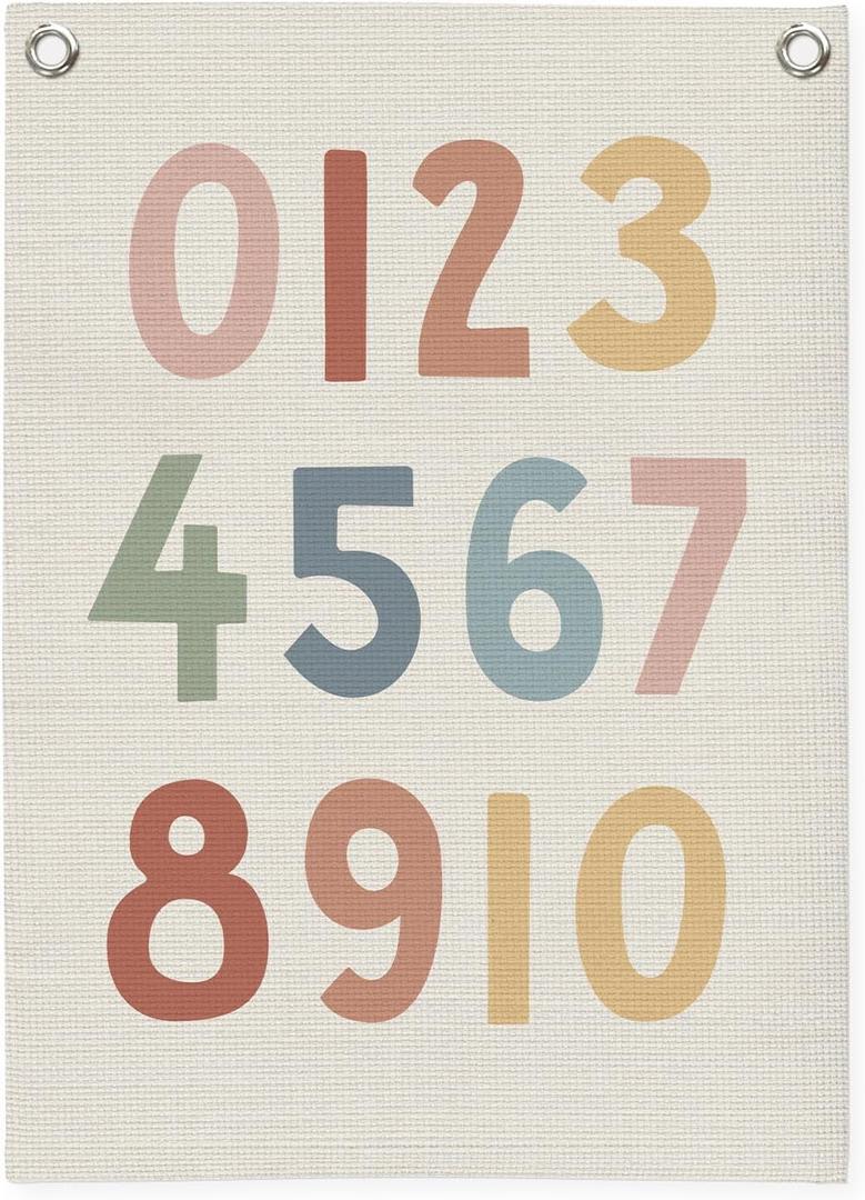 Nursery Wall Decor,Homeschool Supplies Alphabet Numbers Canvas Banner,123s Kids Learning Educational Gift for Toddler Ages 2 3 4 5,1-100 Number Chart 18x25 Inch