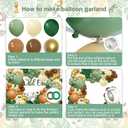 142pcs Jungle Safari Wild One Balloon Arch Kit, Sage Green and Brown Balloon Garland with Palm Leaves for Woodland Tropical Shower Birthday Jungle Party Decoration