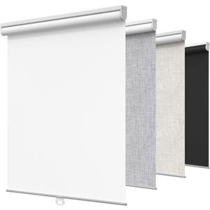 GENIMO 100% Blackout Roller Window Shades, Window Blinds Cordless with Thermal Insulated, UV Protection Fabric, Mini French Door Blinds for Home, Bedroom, Office, White, 40" W X 72" H