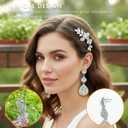 2 x Bridesmaid Gifts -2 Sparkling Hair Clips and 2 Pairs of Dangle Earrings Set, Wedding Hair Jewelry for Bridesmaids Party