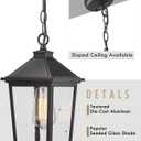 Outdoor Pendant Lights, HWH Farmhouse Exterior Hanging Porch Light, Outside Hanging Lantern with Height Adjustable Chain, Matte Black Finish with Seeded Glass, 5HX64H BK