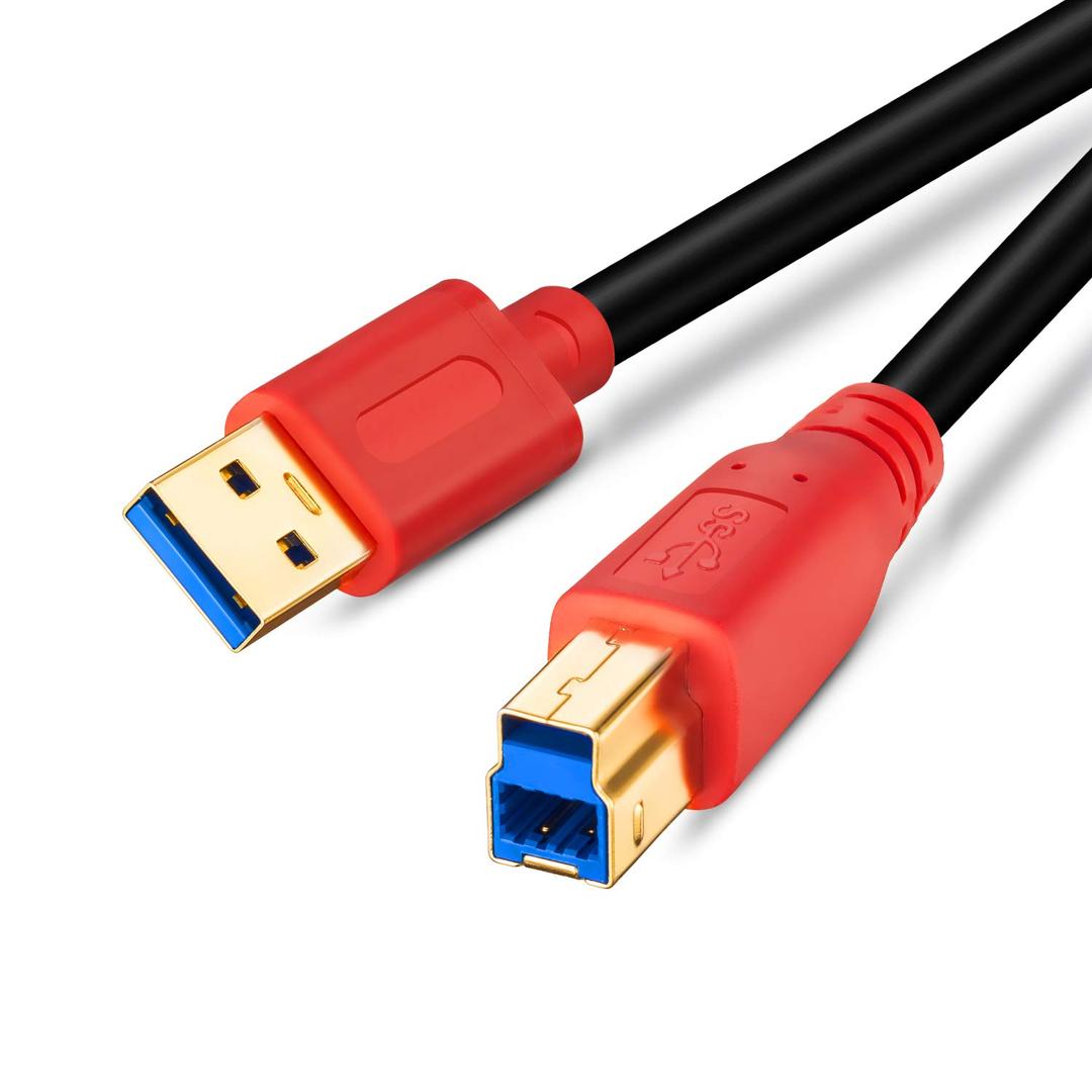 Tan QY USB 3.0 Cable A Male to B Male 25Ft, Type A to B Male Compatible with Hard Disk Drive,Printers,Scanner,USB Hub,Monitor and More (25Ft/8m)