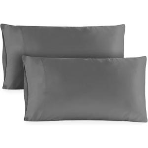Hotel Sheets Direct Queen Size Pillowcases 2 Pack, 20x30 Inch, Cooling, Breathable Pillow Cases, 100% Viscose Derived from Bamboo Pillow Covers, Silky Soft for Hair & Skin, Elegant Bedroom, Dark Gray