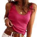 Tankaneo Womens V Neck Tank Tops 2026 Sleeveless Ribbed Knit Shirts Summer Casual Sexy Sweater Vest (Pink, S)